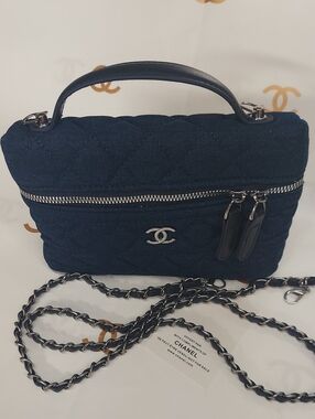 CC Denim Vanity Case Chain Bag